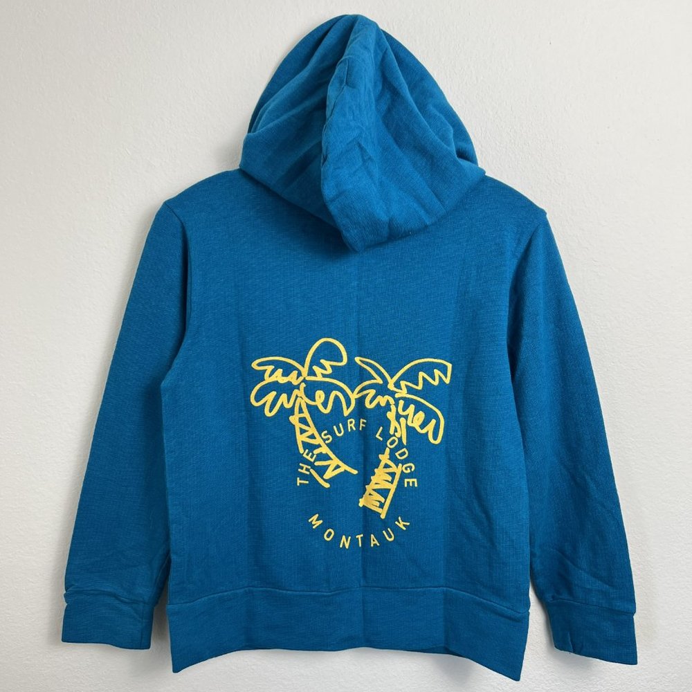 Monrow Girls Hoodie Size 6 Surf Lodge Montauk Zip Up Wave Blue